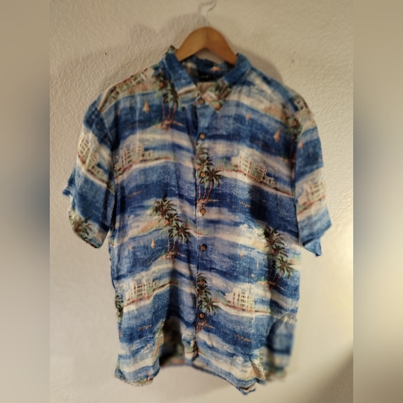 LUCKY BRAND Shirt S/S Hawaiian Print Linen size XL - Picture 1 of 17